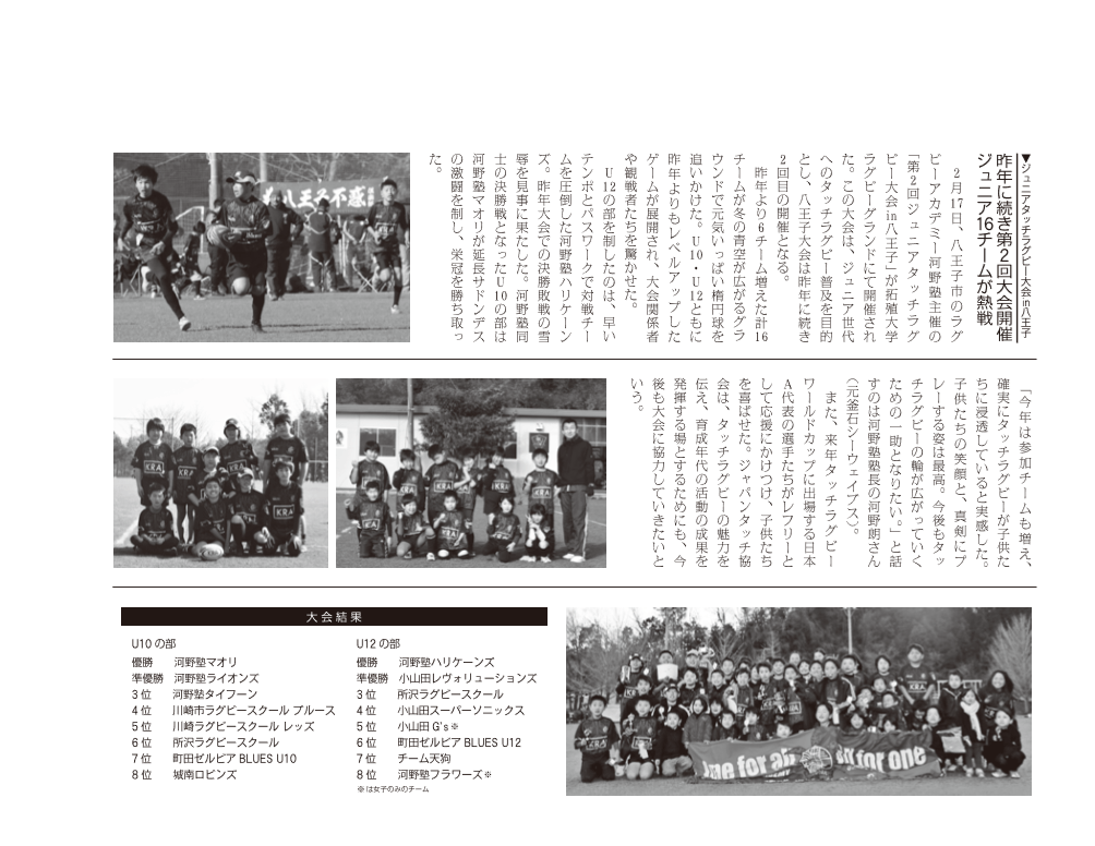 ジュニアタッチラグビー大会in八王子